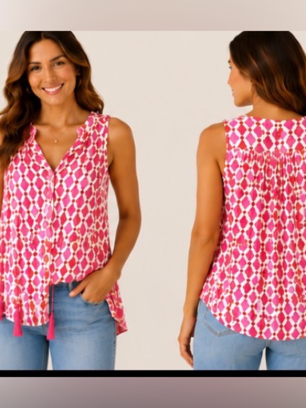 Mud Pie sleeveless tunic with tassels - Picture 1 of 7